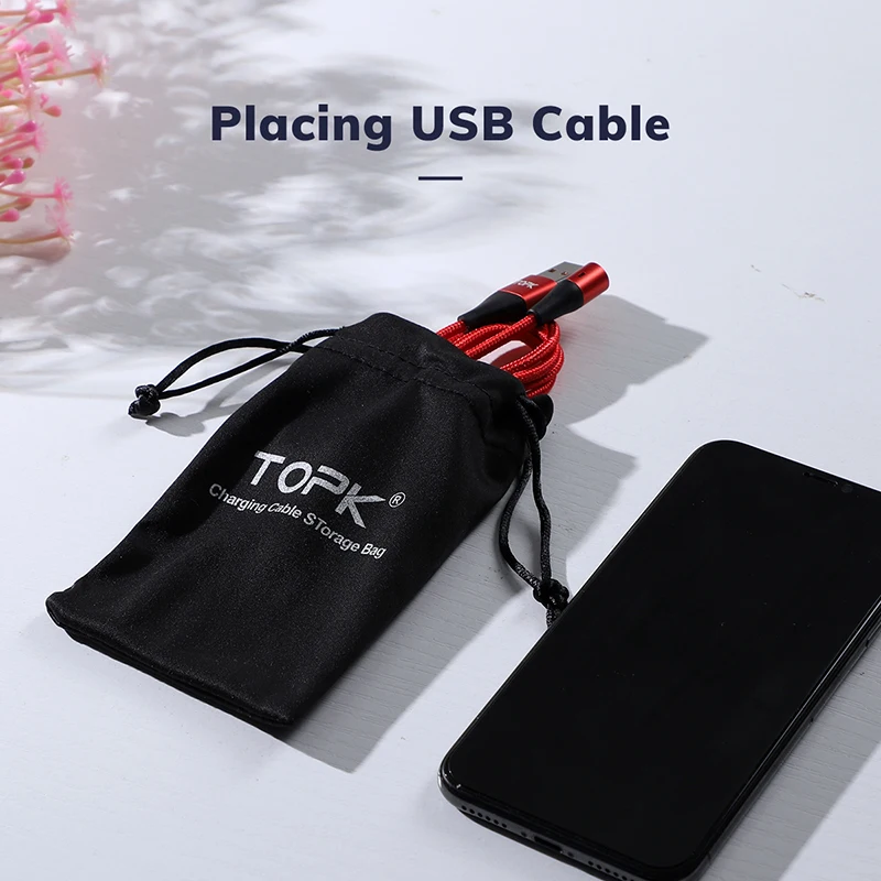 TOPK Power Bank Case Phone Pouch for USB Charger USB Cable Phone Storage Box Mobile Phone Accessories 100*30mm