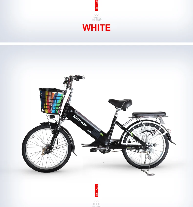 Discount City Electric Bike Two Wheel Electric Bicycle 48V 350W Green Energy Lithium Battery White/Blue/Black Travel Ebike Scooter 27