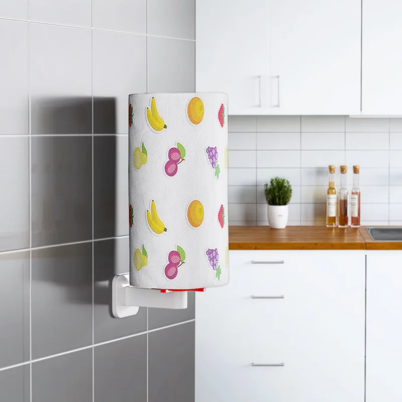 

Vertical Paper Towel Holder Perforated Bathroom Kitchen Roll Paper Holder Non-marking Adhesive Paper Towel Toilet Paper Holder