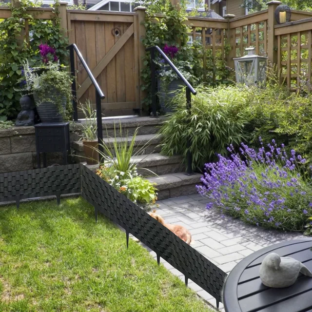 Legújabb 2Db Dekoratív Kerti Esküvői Kerítés Széle Diy Rattan Effektus Szélű Udvar Hátsó Udvarának Dekorációja - Image 2