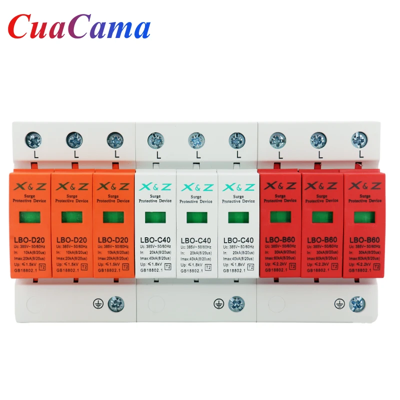AC SPD Surge Protector Low Voltage Distribution Household Arrester Lightning Protection Device 3P 10KA~20KA Switch Module 1PCS