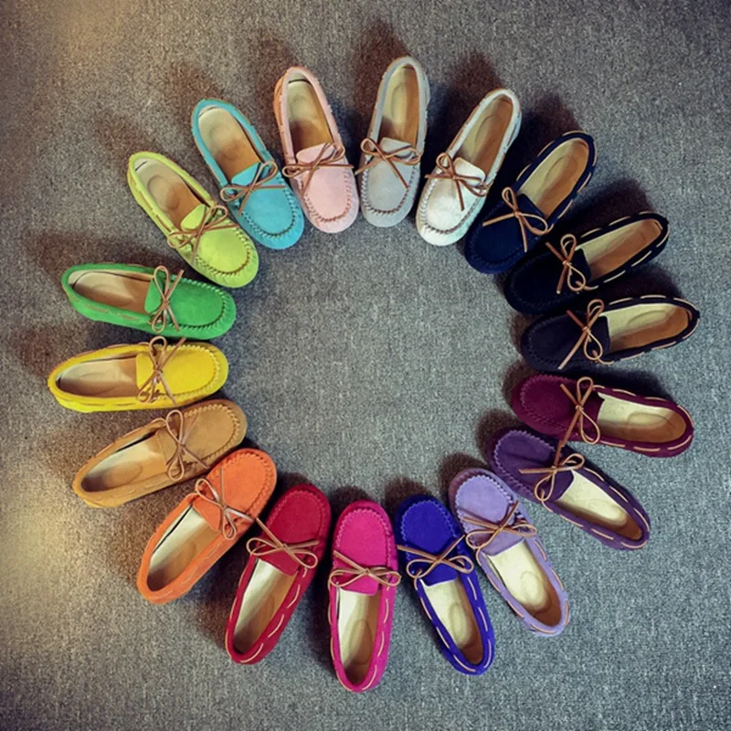 

2019 Spring And Autumn Moccosins Female Genuine Cowhide Flat Keel Thin Shoes Low Top Low-Cut Comfortable Casual Shoes Maternity