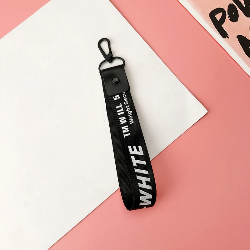 Off White Брелки для женщин лента брелок Porte Clef чехол для телефона Брелоки держатель для ключей трендовые ювелирные изделия аксессуары письмо тесьма - Цвет: Short-1
