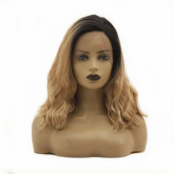 

Ombre Blonde Loose Wave Heat Resistant Synthetic Lace Front Wigs Heat Resistant Short Bob Wig For Women Natural Hairline