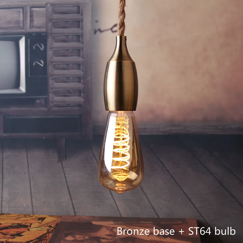 Подвесной светильник в скандинавском стиле из пеньковой веревки, промышленный Ретро лампен DIY для спальни, гостиной, E27, светодиодный, современный, креативный, подвесной светильник - Цвет корпуса: Bronze ST64