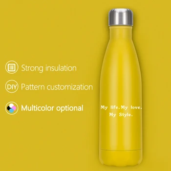 

500ML My Life Thermos Vacuum Flask Stainless Steel Water Bottle Thermos Insulated Hydr Flask Water Bottle Boy Girl Friends Gifts