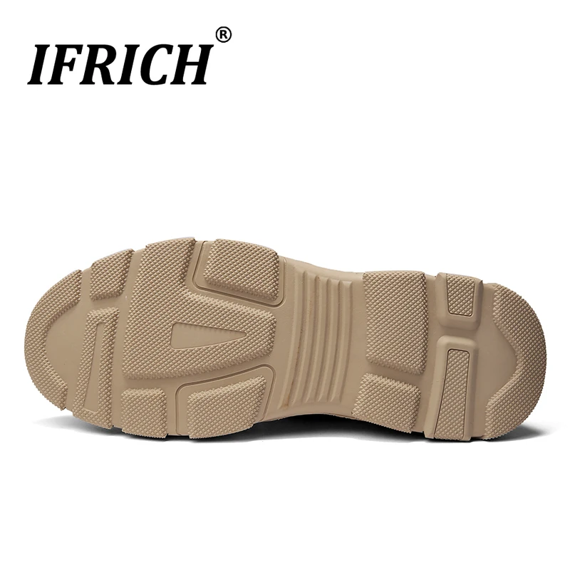 Ifrich/мужские кожаные кроссовки с высоким берцем; модная мужская обувь; черные мужские повседневные туфли на плоской подошве; демисезонная прогулочная обувь для мужчин; s
