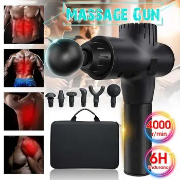 

4000 R/min Therapy Massage Guns 5 Gears Muscle Massager Pain Sport Massage Machine Relax Body Slimming Relief 6 Heads With Box