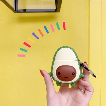 

For Airpods 1/2 Case,3D Cartoon Cute Smile Avocado Food Case For Airpods Case Silicone Earphone Headphone Cover For Girls