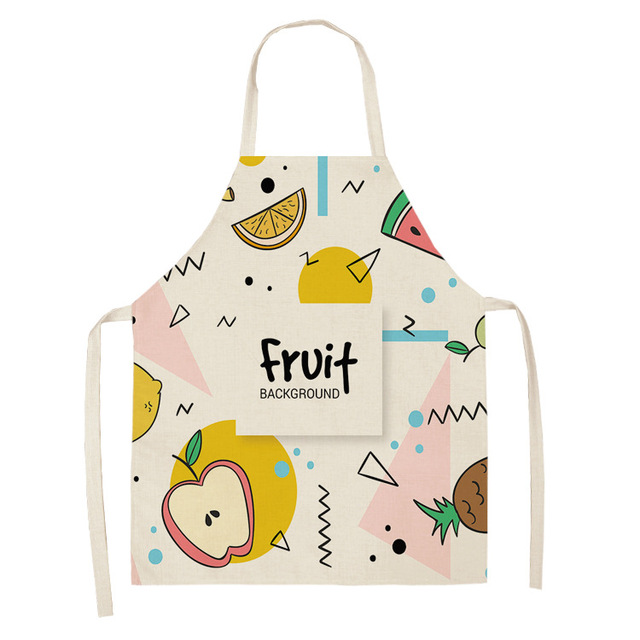 Fruit Pattern Linen Hand Wipe Sleeveless Waist Apron Home Decor Kitchen Baking Cleaning Tool Anti-stain Dining Workwear