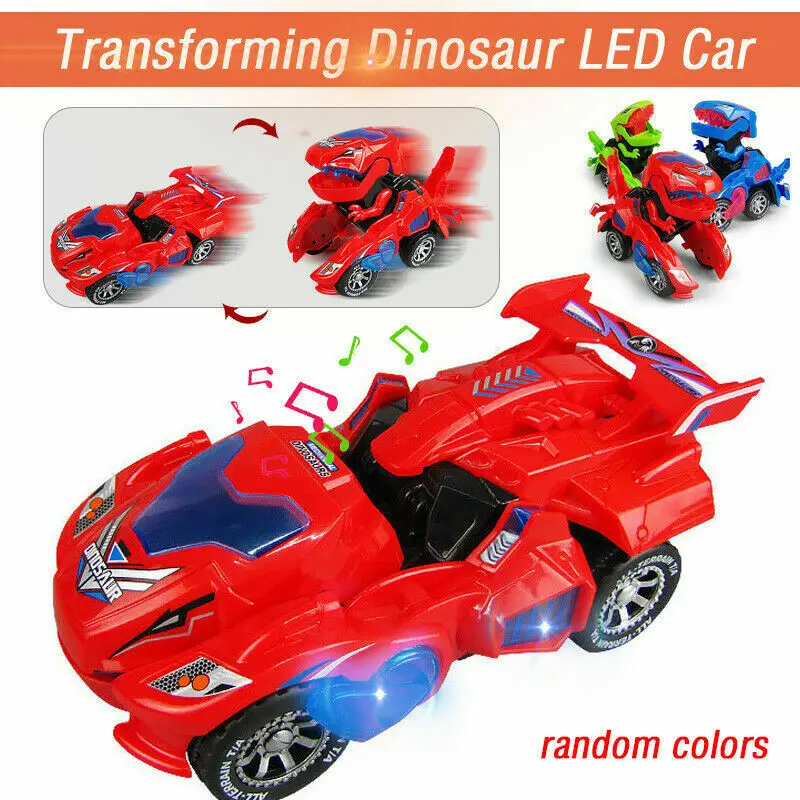 Новейший горячий трансформирующий светодиодный автомобиль-Т-Рекс деформация Рождественский подарок дети Динозавр игрушки транспортные средства с подсветкой мигающая музыка