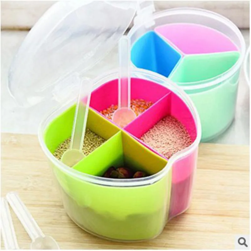 Kitchen Seasoning Box Condiment Bottles Multi Purpose Partition-Three-Color Creative Seasoning Box Plastic Salt Shaker Seasoning