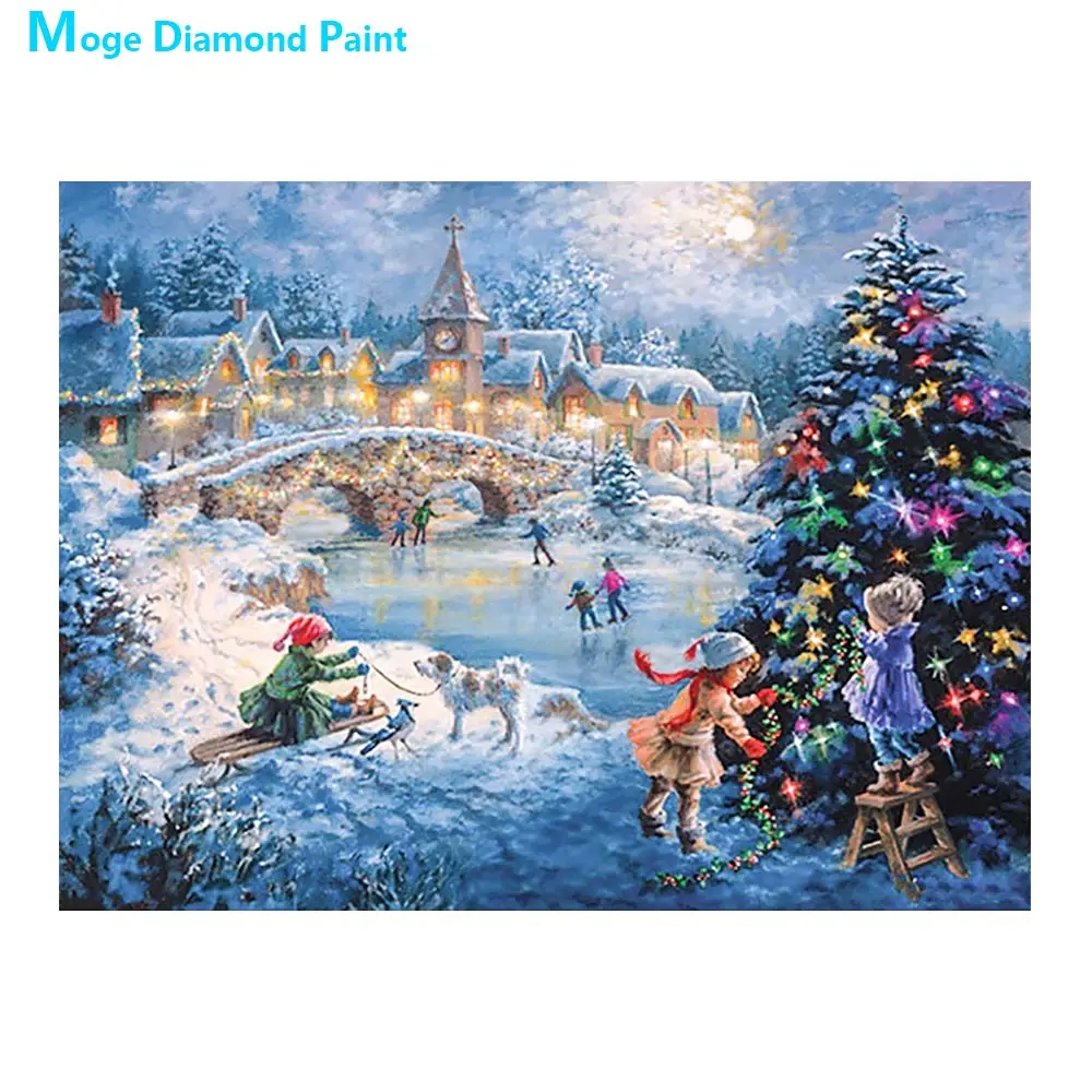

Snow Landscape Christmas Winter Diamond Painting scenic portrait Round Full Drill 5D Nouveaute DIY Mosaic Embroidery home decor