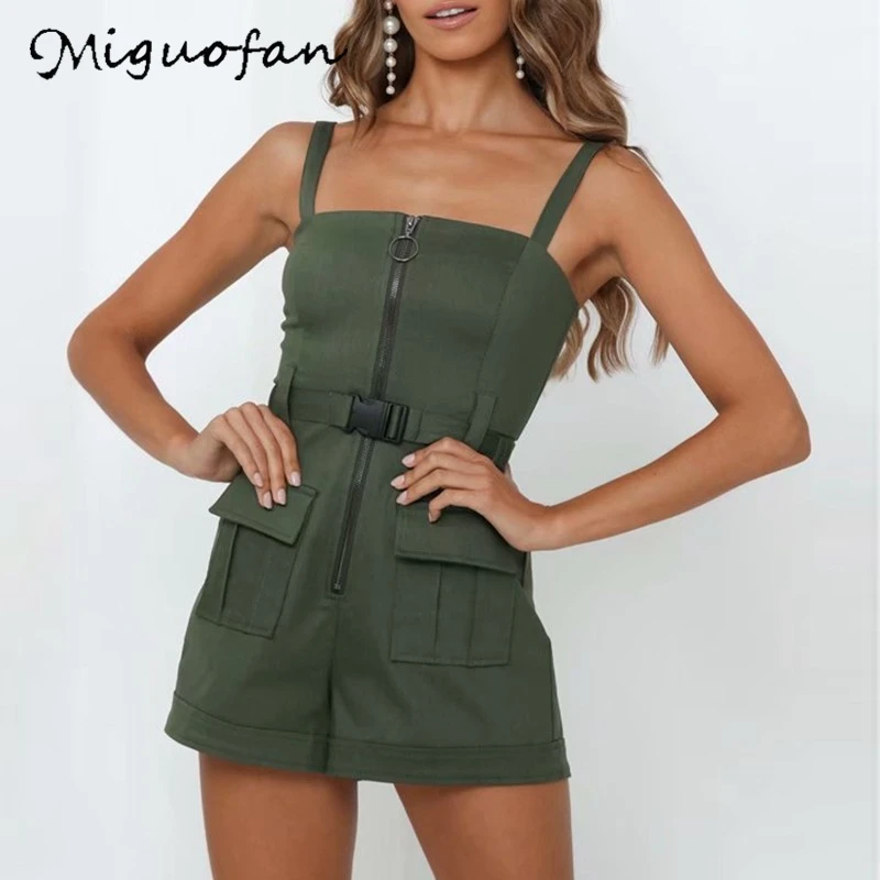 Miguofan blazer jumpsuit women overalls solid belt packets zip Office ladies strapless jumpsuits rompers Female short playsuit Miguofan blazer jumpsuit women overalls solid belt packets zip Office ladies strapless jumpsuits rompers Female short playsuit