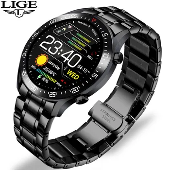 

LIGE Smart Watch Men smartwatch LED Full Touch Screen For Android iOS Heart Rate Blood Pressure Monitor Waterproof Fitness Watch