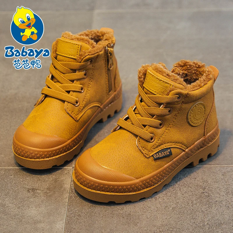 Boy Boots Winter shoes Kid Snow Boot Sport Children Shoes For Boy Sneaker Warm Fur Ankle Fashion Leather toddler Shoe waterproof