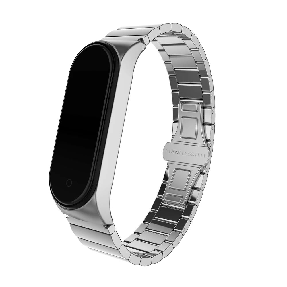 Металлический Ремешок Браслет для Xiaomi mi 4 и 3 ремешок для mi Band 4/3 ремешок из нержавеющей стали mi Band 4/3 наручный ремень один шарик