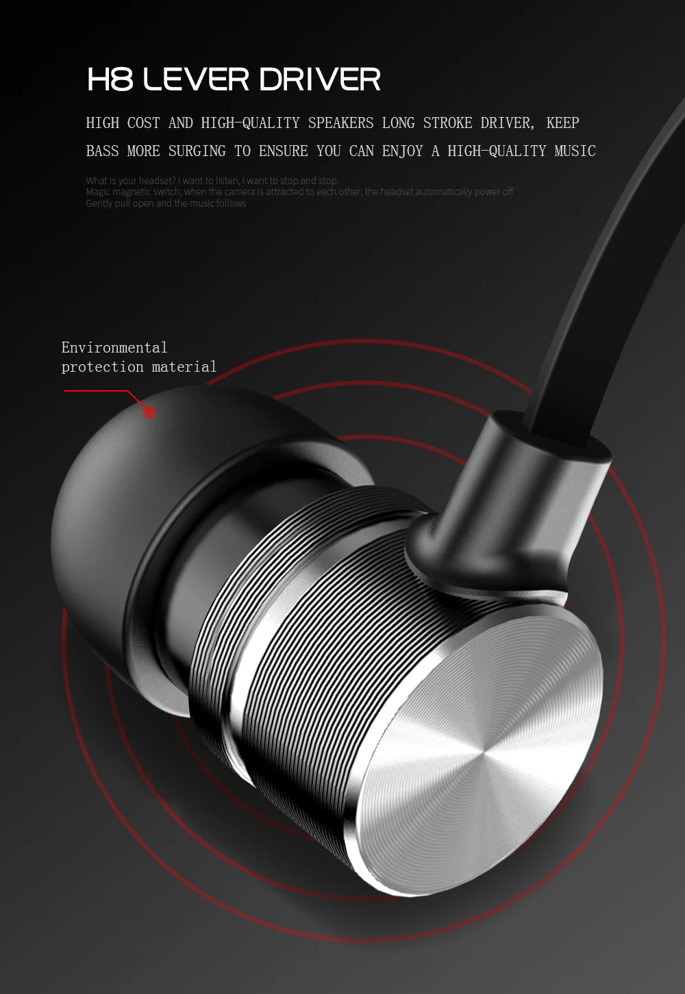 H8 шейные Bluetooth наушники спортивные наушники для бега стерео Беспроводная гарнитура с микрофоном для IOS Android