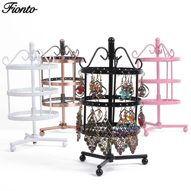 

FIONTO 72 Holes Rotating 3 layer Round Earring Rack Display Rack Accessories Jewelry Storage Stand Display Rack Towers CA3072/5