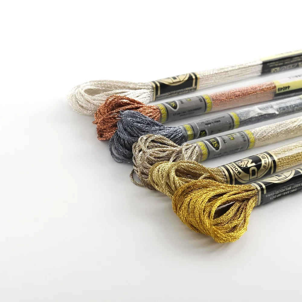 Hot 19Pcs Metallic Embroidery Skein Threads Multi-Color Embroidery Floss  Glitter Embroidery Thread Cross-Stitch Thread