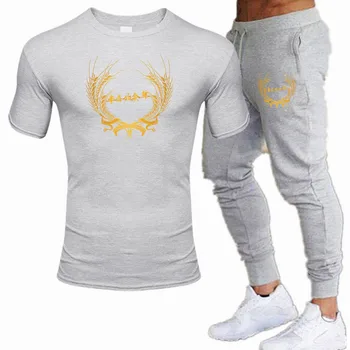 

sportswear suit men 2020 new mens suit t-shirt suit high quality t-shirt + trousers 2 piece suits men cotton jogging suits casua
