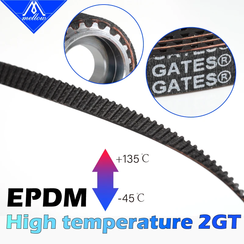 Mellow High Temperature EPDM GATESLL2GT Gear Synchronous Belt GT2 Width 6MM 9MM 10MM Timing