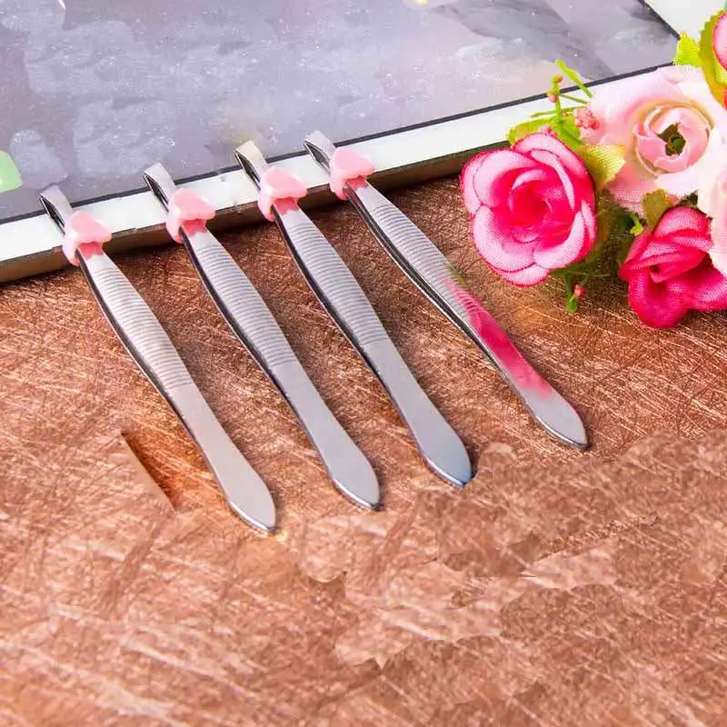 

1PC Eyebrow Tweezer Stainless Steel Slanted Eye Brow Clips Hair Removal Eyelashes Extension Double Eyelid Makeup Tools