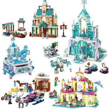 

2020 City Creator Dream Princess Castle Elsa Anna Model Building Block Brick Gift Toy Compatible Lepining 41148 Friends Girl