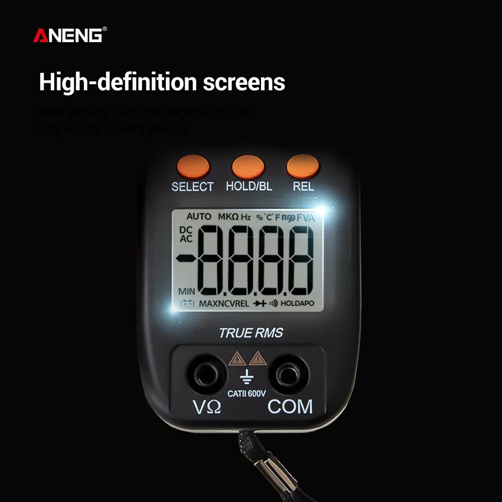 ANENG 606C цифровой клещи AC DC диод непрерывности мультиметр NCV True RMS Сопротивление Емкость Частотомер