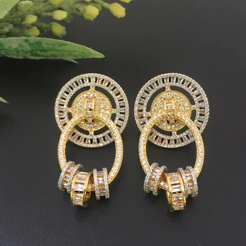 

Lanyika Fashion Jewelry Distinctive Door Handle Earrings Full Micro inlay Micro Plated Banquet Popular Best Gift