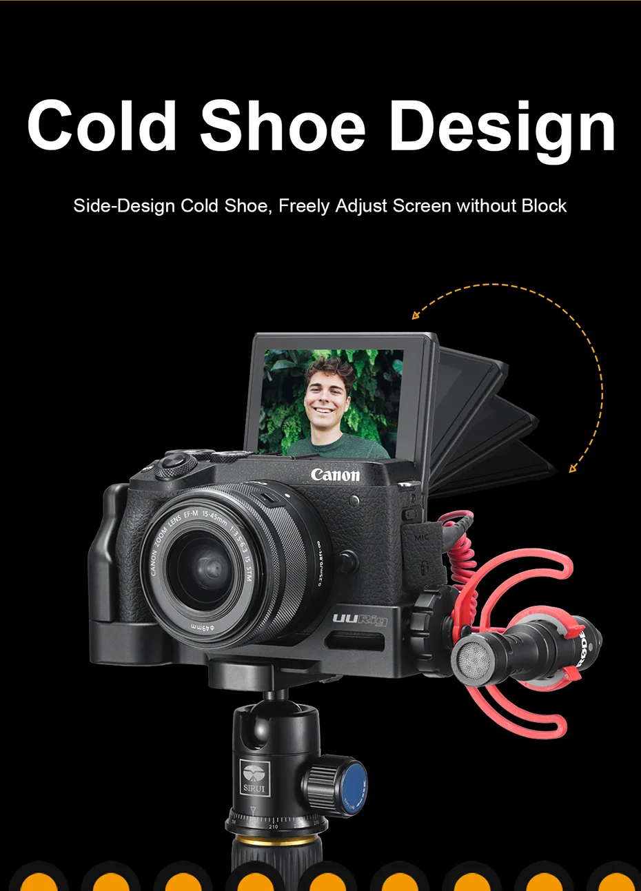 UURig R029 микрофон L Пластина для Canon M6 Mark II металлическая пластина быстрого крепления Холодный башмак 1/4 винт