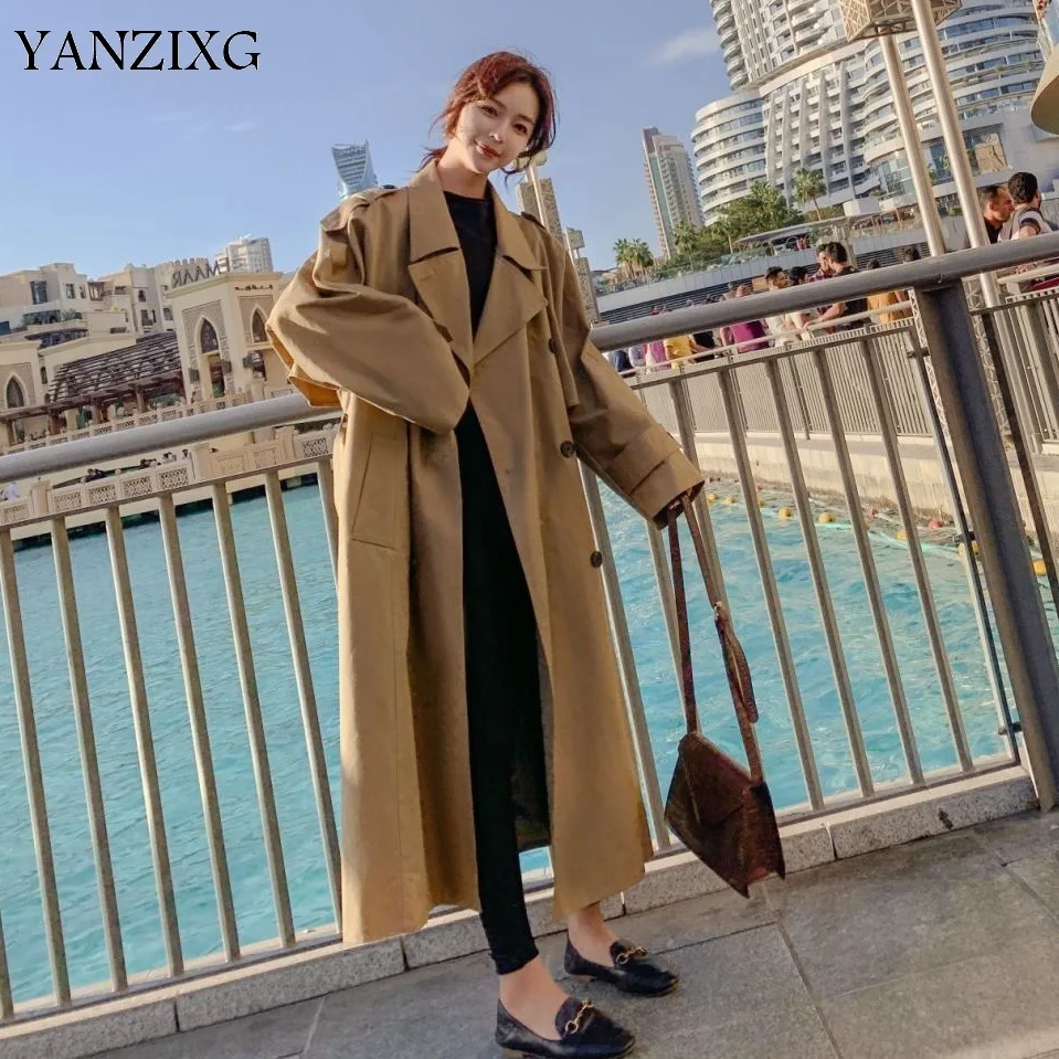 

Temperament Trench Coat For Women Double-breasted Autumn New 2019 Windbreaker Female Fashion Casual Women Clothing Z890