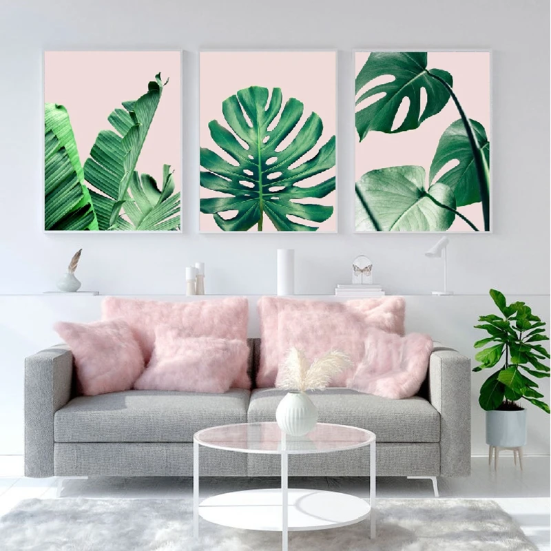 Tropical Leaf Wall Art Prints Living Room Home Decor