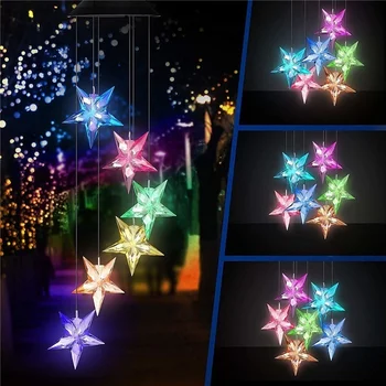 

7 Style LED Solar Wind Chime Color Changing Waterproof Outdoor Decorative Romantic Wind Bell Light for Patio Yard Garden Home