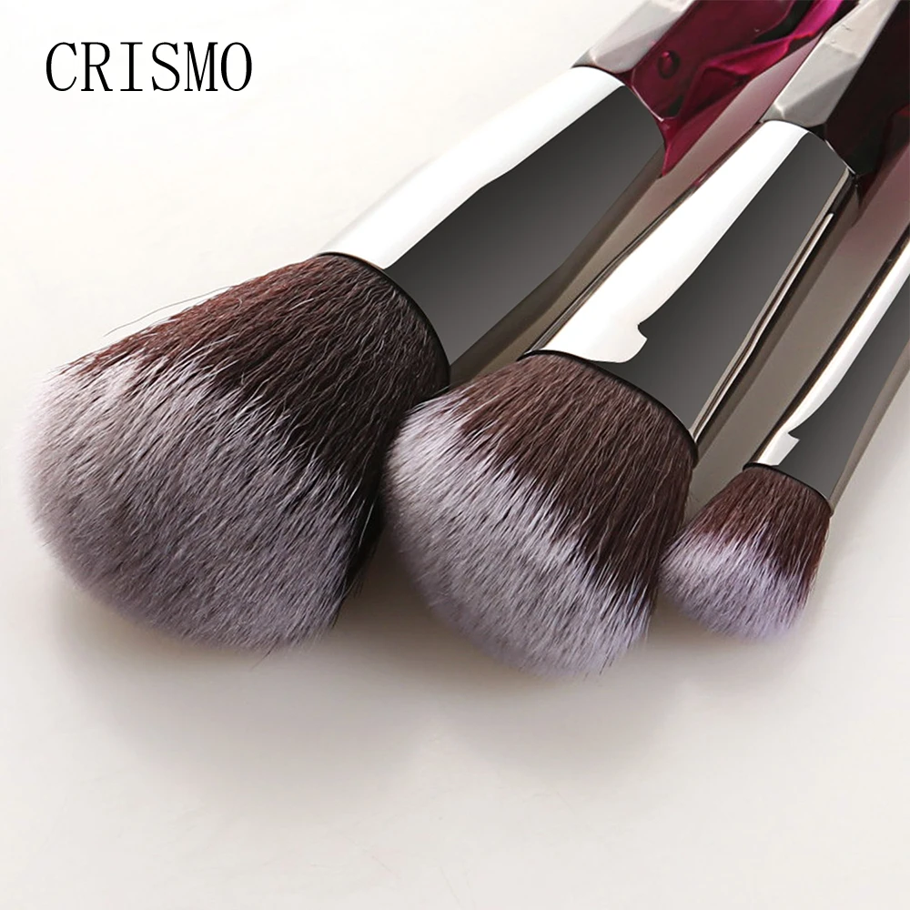 CRISMO 5Pcs Crystal Makeup Brushes Set Professional Cosmetics Brushes Colorful Contour Base Powder Blush Foundation Makeup 4