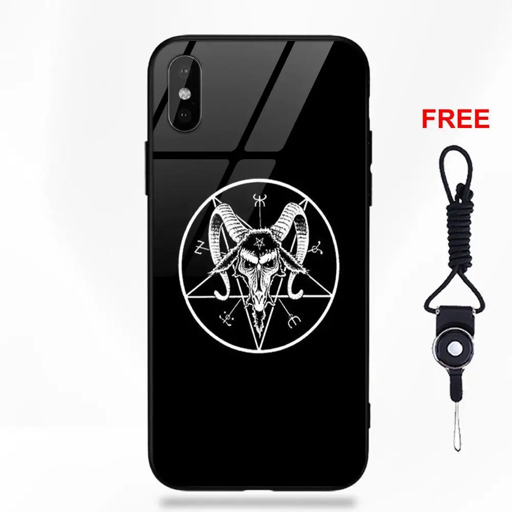 Мягкий ТПУ чехол+ чехол для телефона из закаленного стекла для Apple iPhone 5 5C 5S SE 6 6S 7 8 Plus X XS Max XR сатана пентаграмма оккультная злая логотип