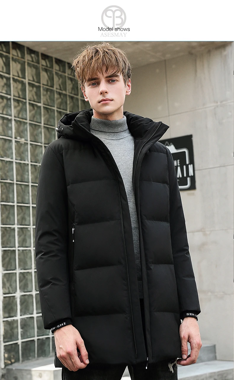 Men down jacket men's winter coat mid-long thick warm parkas hooded casual white duck down winter coats thicken outerwear