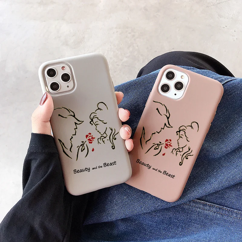 Couple Beauty and the Beast Cover for iPhone 11 X XR Xs Max 8 7 6 Plus 6S 5S SE Soft Silicone Phone Case Coque Fundas Bag