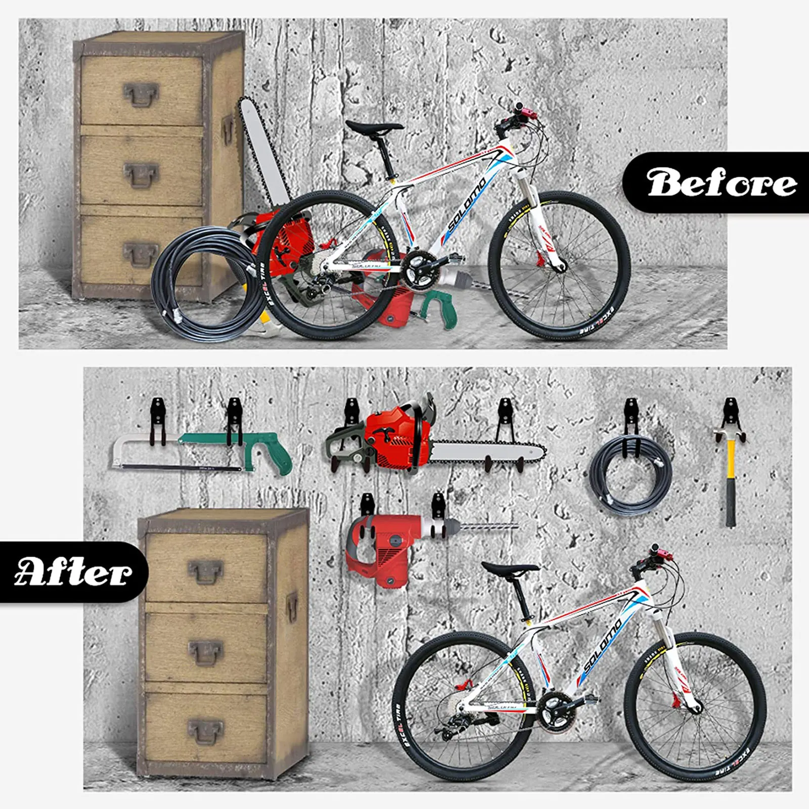RapDuty-Crochet de garage en acier, cintre de vélo, support mural