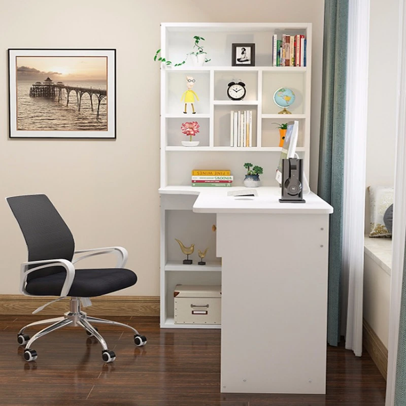 desk with bookshelf