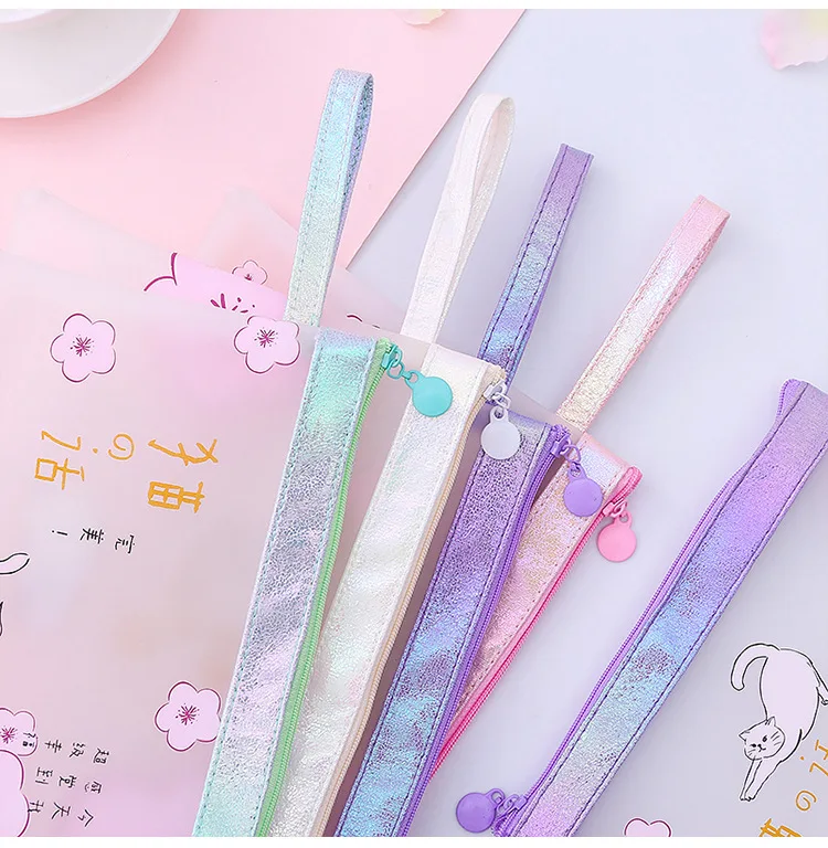 Kawaii Transparent TPU Waterproof Pencil Case Stationery Bags Cat Animals Pencil Bag School Supplies Student Gift