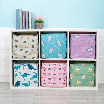 

2020 New Folding Linen Fabric Storage Basket Cube Kids Clothes Storage Box Waterproof Laundry Basket For Toys Organizers