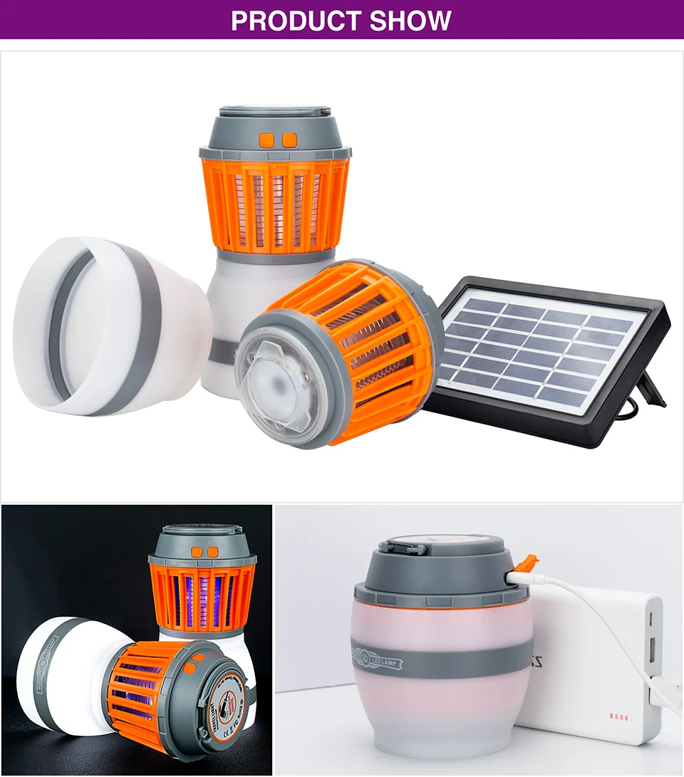 Portable LED Mosquito Killer Waterproof IP67 50lm 100lm 280lm USB Solar Home Electric Mosquito Killer Photocatalysis mute Lamp