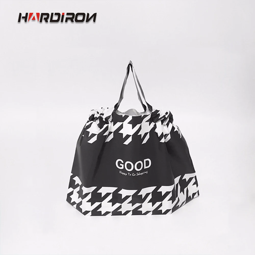 

50PCS Can Be Customized Various Patterns of Black and White Sanded Portable Plastic Pocket Cosmetics Garment Rope Bag