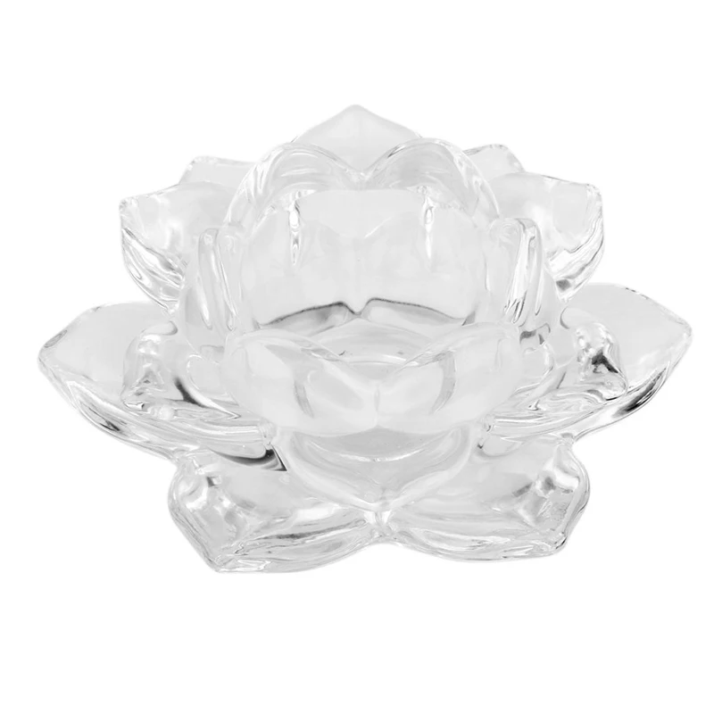 Прозрачных Lotus подсвечник из Стекло держателя для свечи Tealight