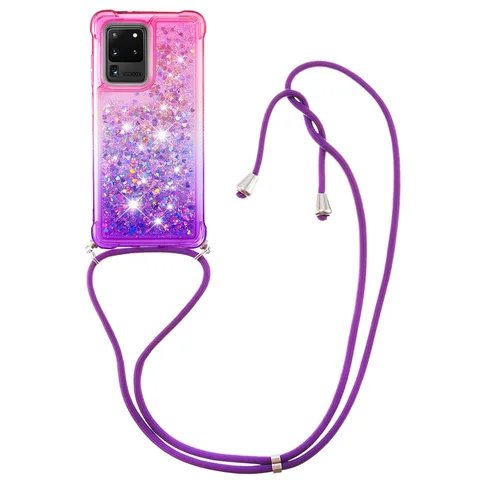 Quicksand Lanyard Strap Phone Case For Samsung Galaxy A42 A52 5G A71 S10 S20 Plus Lite Note 10 20 Pro Necklace Rope Cover