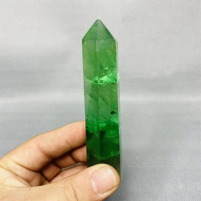 1 Kg Természetes Drágakő Smaragd Fluorit Kincs Kézzel Készített Szobor Hatoldalas Torony Otthoni Dekoráció Ajándék Kristály És Kőgyógyulás - Image 3