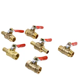 Brass Barbed ball valve 1/8 3/8'' 1/4'' Male FemleThread Connector Joint Copper Pipe Fitting Coupler Adapter 8/10/12mm Hose Barb