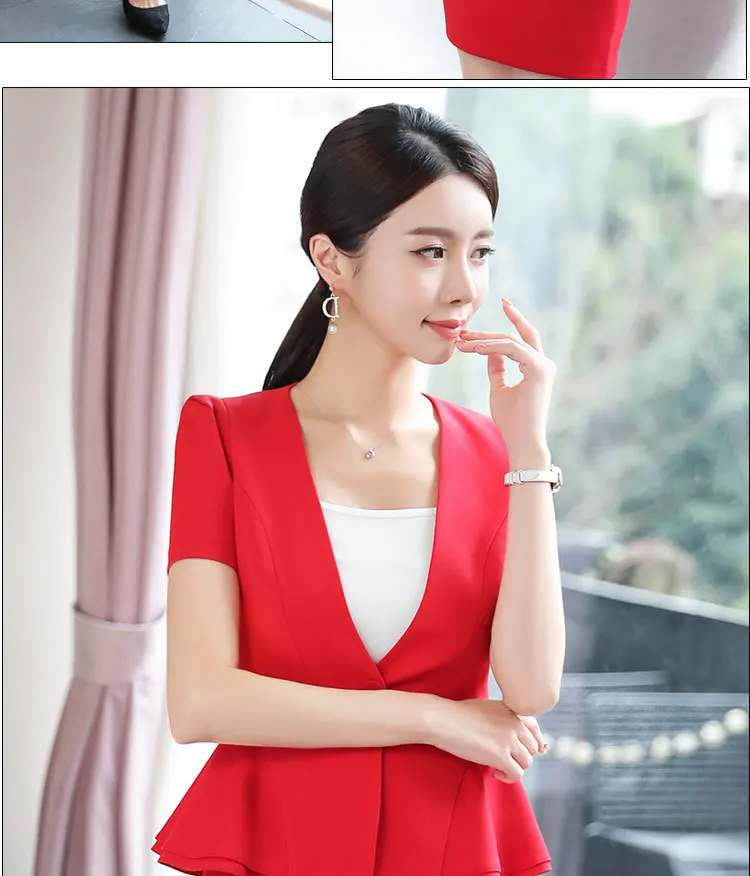 Gs236 Business Suit Women's Summer Beautician Two-Piece Set Skirt Teacher Uniforms Kindergarten Teacher Kindergarten Suit