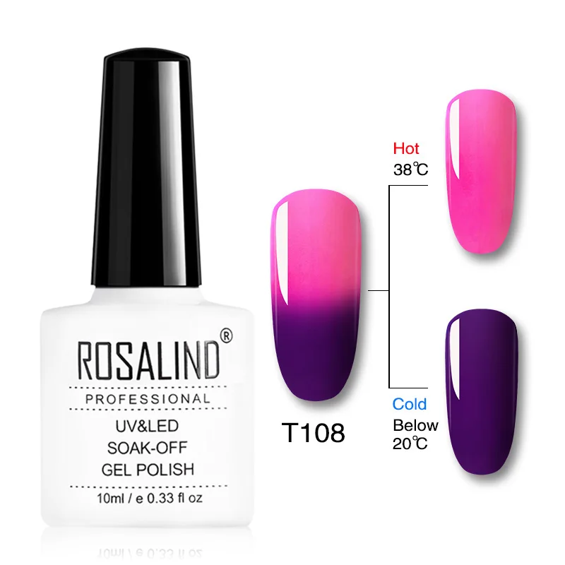 T108 ROSALIND Гель-лак для ногтей 10 мл изменение температуры цвета УФ светодиодный Гель-лак для наращивания ногтей праймер Топ и базовый дизайн ногтей - Цвет: T108